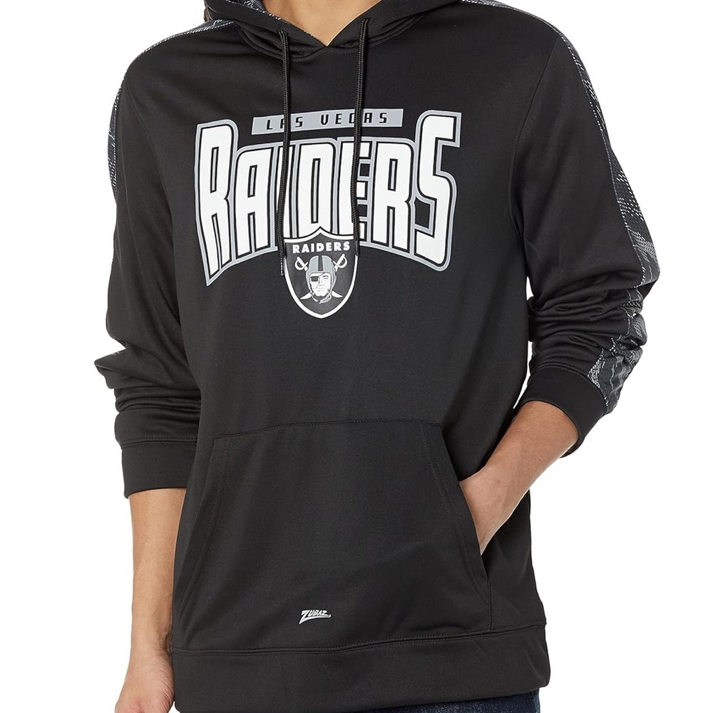 Zubaz NFL Las Vegas Raiders Black Hoodie with Digital Camo Accent - Size Small